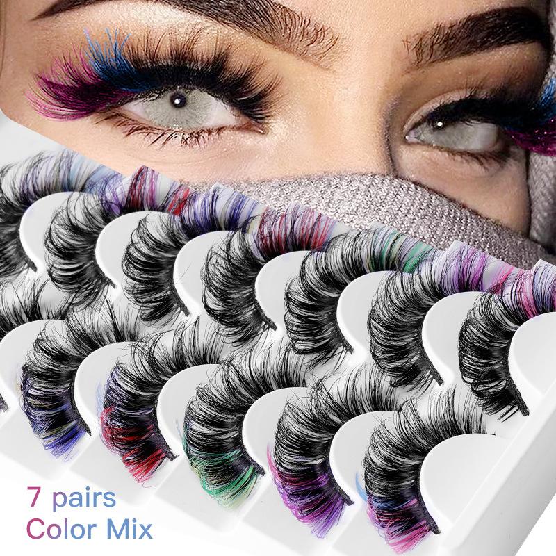 Eyelash Extension Cluster - 7 Pares de Pestañas Postizas Coloridas